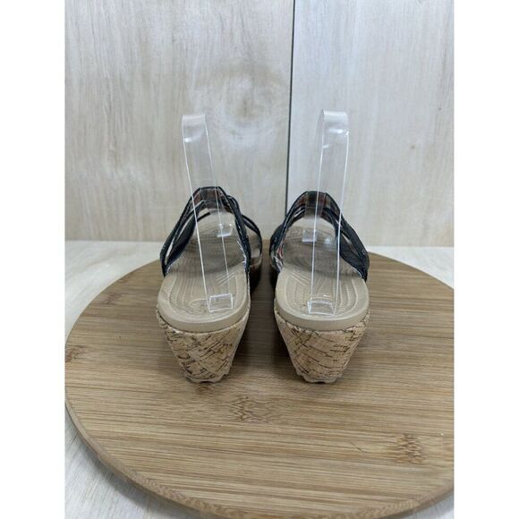 Crocs A-Leigh Plaid Leather Strap Cork Wedge Sandal Shoes Womens Size 7 - Picture 4 of 8
